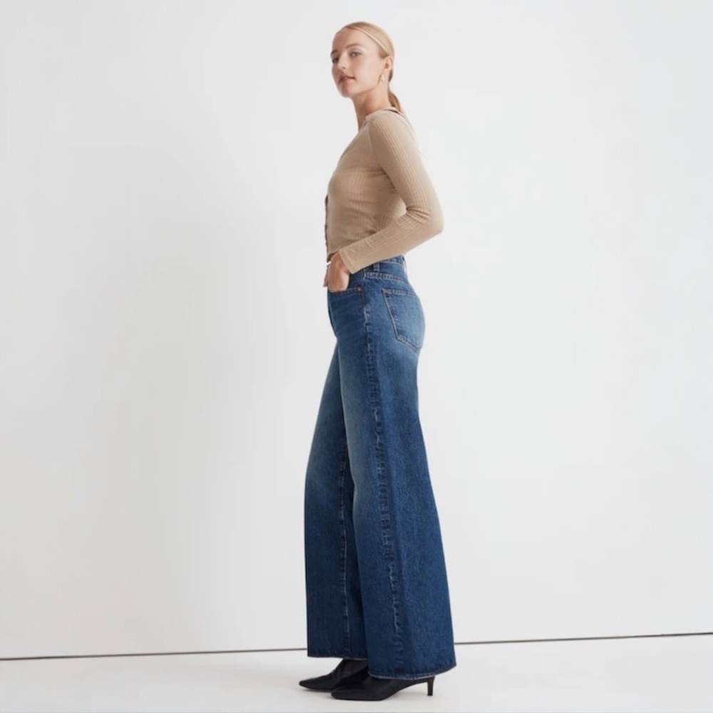 Madewell High-Rise Wide-Leg Jeans in Dark Blue Denim